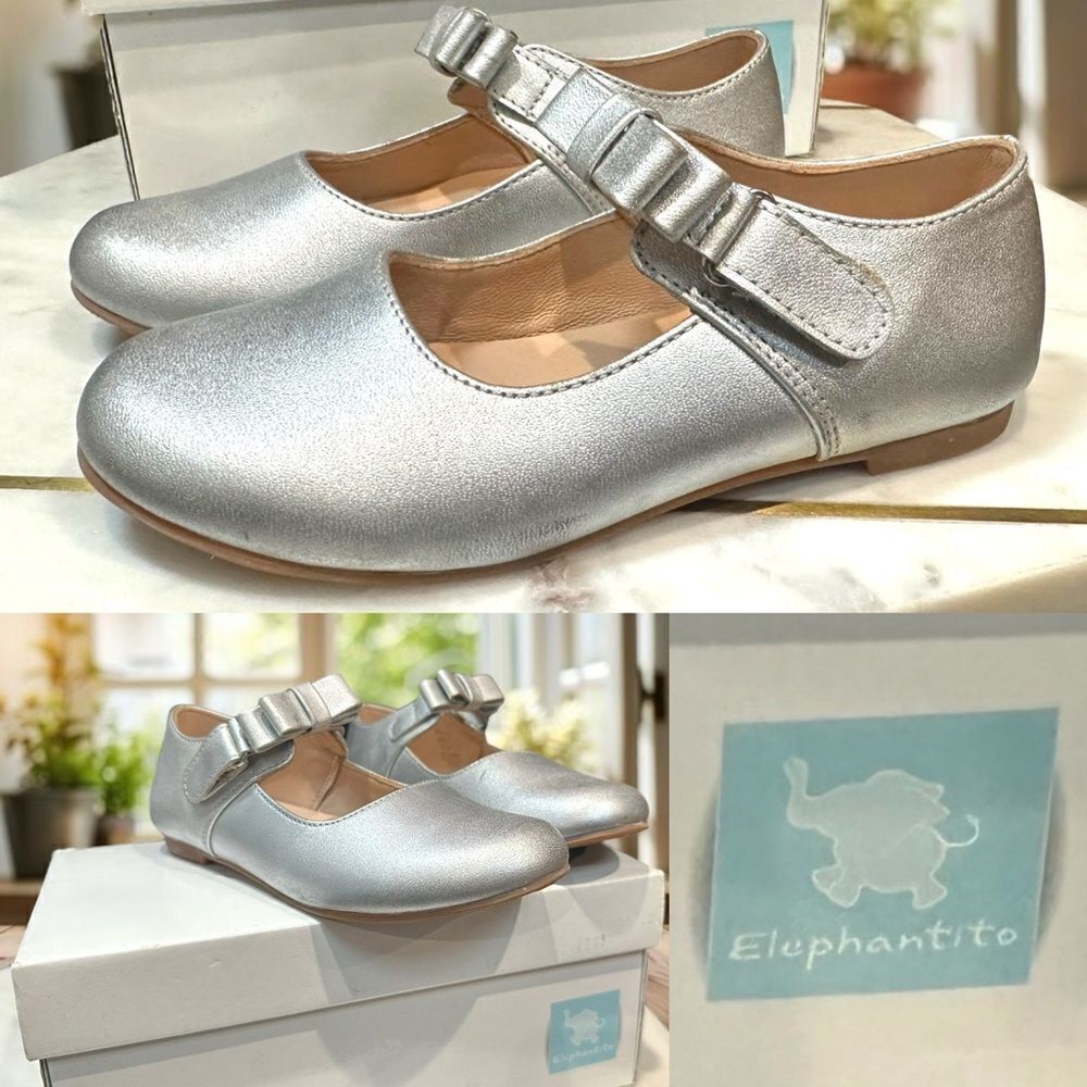 Elephantito Charlotte Leather Bow detail Mary Jane Kids Size 11.5 EU 28